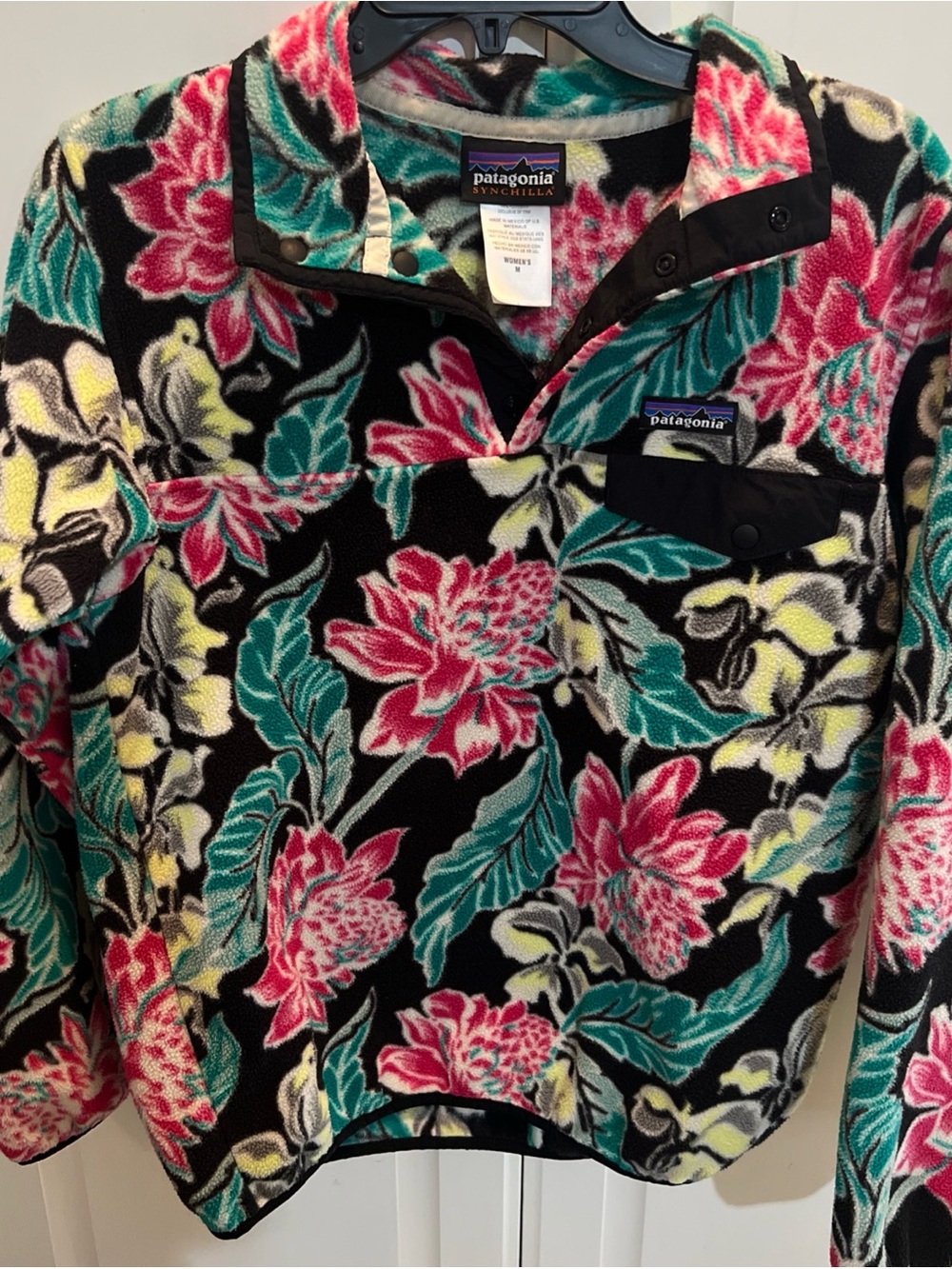 Patagonia Synchilla Snap-T Fleece Pullover Manoa Floral Hawaiian Women's Medium